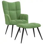 vidaXL Relaxsessel mit Hocker Hellgr&uuml;n Samt