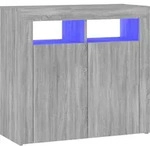 vidaXL Sideboard mit LED-Beleuchtung Grau Sonoma 80x35x75 cm