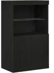 vidaXL Sideboard mit LED-Leuchten Schwarz Eiche 60x37x100 cm