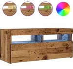 vidaXL TV-Schrank mit LED-Leuchten Altholz-Optik 90x35x40 cm
