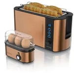 Arendo Fr&uuml;hst&uuml;cks-Set 2-teilig, 4 Scheiben Langschlitz-Toaster 1500W, 3er
