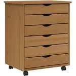 vidaXL Rollschrank mit Schubladen MOSS Honigbraun Massivholz Kiefer