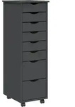 vidaXL Rollschrank mit Schubladen MOSS Grau Massivholz Kiefer