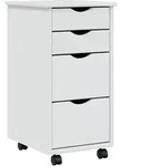 vidaXL Rollschrank mit Schubladen MOSS Wei&szlig; Massivholz Kiefer