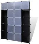 vidaXL Modularer Schrank mit 14 F&auml;chern schwarz/wei&szlig; 37x146x180,5cm