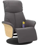 vidaXL Massagesessel mit Fu&szlig;teil Grau Kunstleder