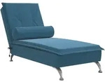 vidaXL Massage-Chaiselongue mit Nackenrolle Blau Samt