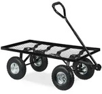 Relaxdays Handwagen flach, Garten, mit Luftbereifung, HxBxT: 34,5 x 51 x 96 cm, bis