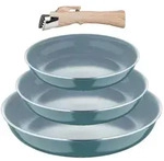 BERGNER Click&Cook - 3er-Set Bratpfannen &Oslash;18&Oslash;20&Oslash;24cm, recyceltes, gepresstes