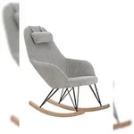 SalesFever Schaukelstuhl mit Kopfkissen | Bezug Texturstoff | Kufen Esche...