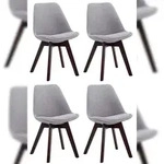 CLP 4er Set Besucherst&uuml;hle Borneo V2 Stoff grau/walnuss