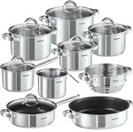 TECTAKE Kochtopfset Turin 15-tlg., Edelstahl, f&uuml;r Induktion geeignet, 15, silber