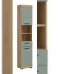 Ebuy24 Scout Hochschrank Bad 2 T&uuml;ren, 1 Schublade, 2 Regale Salbeidekor, Eiche