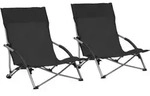 vidaXL Klappbare Strandst&uuml;hle 2 Stk. Schwarz Stoff