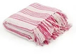 vidaXL &Uuml;berwurf Baumwolle Streifen 125 x 150 cm Rosa und Weiss