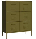 vidaXL Schubladenschrank Olivgr&uuml;n 80x35x101,5 cm Stahl