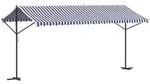 vidaXL Freistehende Markise Blau und Wei&szlig; 500x300 cm Stoff und Stahl