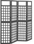 vidaXL 4-tlg. Paravent/Spalier Massivholz Tanne Schwarz 161x180 cm