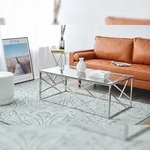 SalesFever Couchtisch 120x60 cm | Sicherheitsglasplatte klar 8 mm | Gestell