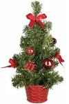 Idena Deko Weihnachtsbaum rot geschm&uuml;ckt 10 LED warmwei&szlig; 35cm batteriebetrieben