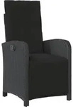 vidaXL Gartensessel mit Fu&szlig;teil Verstellbar Schwarz Poly Rattan