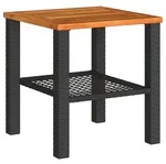 vidaXL Gartentisch Schwarz 40x40x42 cm Poly Rattan Akazienholz