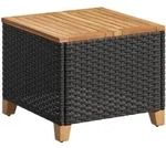 vidaXL Gartentisch Schwarz 45x45x37 cm Poly Rattan Akazienholz