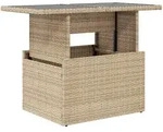 vidaXL Gartentisch mit Glasplatte Beige 100x55x73 cm Poly Rattan