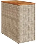 vidaXL Garten-Beistelltisch Holzplatte Beige 58x27,5x55 cm Poly Rattan