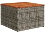 vidaXL Gartentisch Grau 55x55x37 cm Poly Rattan und Akazienholz
