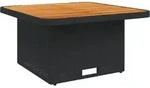 vidaXL Gartentisch Schwarz 80x80x71 cm Poly Rattan und Akazienholz