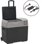 vidaXL K&uuml;hlbox mit Rollen und Adapter Schwarz & Grau 30 L Polypropylen