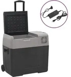 vidaXL K&uuml;hlbox mit Rollen und Adapter Schwarz & Grau 40 L Polypropylen