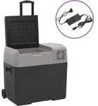 vidaXL K&uuml;hlbox mit Rollen und Adapter Schwarz & Grau 50 L Polypropylen