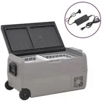 vidaXL K&uuml;hlbox mit Rollen und Adapter Schwarz & Grau 50 L PP & PE