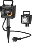 Hama Gartensteckdose 2-fach IP44 Schwarz mit Zeitschaltuhr