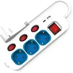 ROLINE 3-fach Steckdosenleiste mit Schalter, USB-Charger A+C, 3 m