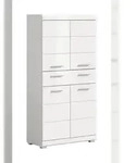 Ebuy24 Scout Hochschrank Bad 4 T&uuml;ren, 1 Schublade Wei&szlig; hochglanz, wei&szlig;.