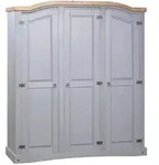 vidaXL Kleiderschrank Mexiko-Stil Kiefernholz 3 T&uuml;ren Grau