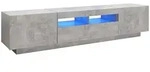 vidaXL TV-Schrank mit LED-Leuchten Betongrau 180x35x40 cm