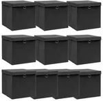 vidaXL Aufbewahrungsboxen mit Deckeln 10 Stk. Schwarz 32x32x32cm Stoff
