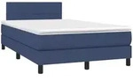 vidaXL Boxspringbett mit Matratze & LED Blau 120x190 cm Stoff