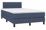 vidaXL Boxspringbett mit Matratze & LED Blau 120x190 cm Stoff