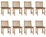 vidaXL Gartenst&uuml;hle 8 Stk. mit Kissen Massivholz Teak