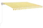 vidaXL Markise Automatisch Einziehbar 450x350 cm Gelb und Wei&szlig;