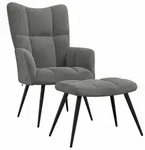 vidaXL Relaxsessel mit Hocker Dunkelgrau Samt