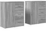 vidaXL Sideboards 2 Stk. Grau Sonoma-Eiche 60x31x70 cm Holzwerkstoff