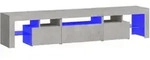 vidaXL TV-Schrank mit LED-Leuchten Betongrau 200x36,5x40 cm
