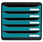 Exacompta 30934D Big Box, Schubladenbox mit 5 Schubladen, Skandi - Blau