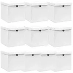 vidaXL Aufbewahrungsboxen mit Deckeln 10 Stk. Wei&szlig; 32x32x32 cm Stoff